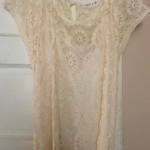 Cato 26/28 brand new without tags cream color lace print dress w belt